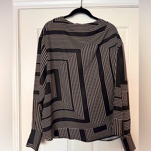 H&M Black and White Geometric Blouse